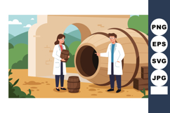 Winemaking process with male and female scientists handling Product Image 1