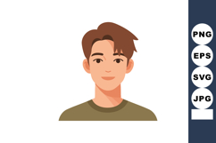 Young man avatar portrait with brown hair and olive green sh Product Image 1