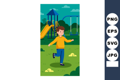 Child playing in playground with slide and swings vector ill Product Image 1