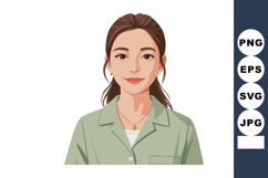 Young woman portrait with brown hair wearing green blazer an Product Image 1