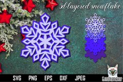 Snowflake 3d premium paper cut SVG, layered snowflake. Product Image 1