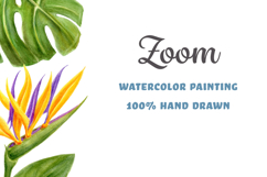 Tropical frame. Watercolor flowers palm for party invitation Product Image 2