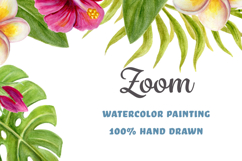 Tropical frame. Watercolor flowers palm for party invitation Product Image 3