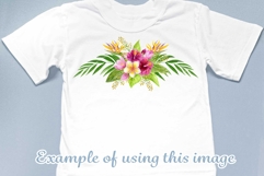 Tropical Flowers Palm leaves bouquet Watercolor Hibiscus PNG Product Image 4