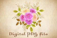 Roses Watercolor Flowers Composition Sublimation Design PNG Product Image 7