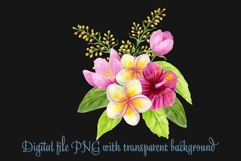 Tropical flowers and leaves bouquet Watercolor Sublimation Product Image 4