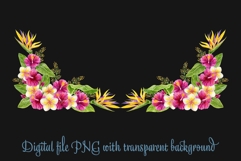 Tropical flowers and leaves frame Watercolor Sublimation PNG Product Image 4