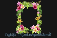Tropical frame. Watercolor flowers palm for party invitation Product Image 3
