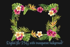 Tropical frame. Watercolor flowers palm for party invitation Product Image 5