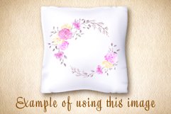 Roses round frame. Watercolor flowers Sublimation design PNG Product Image 4