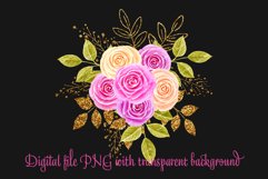 Roses Watercolor Flowers Composition Sublimation Design PNG Product Image 4