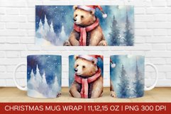 Christmas Bears Mug Wrap | Christmas Sublimation Design Product Image 1