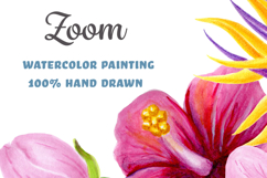 Tropical flowers and leaves bouquet Watercolor Sublimation Product Image 3