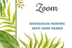 Tropical frame. Watercolor flowers palm for party invitation Product Image 4