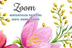 Tropical Flowers Palm leaves bouquet Watercolor Hibiscus PNG Product Image 2