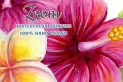 Tropical Flowers Palm leaves bouquet Watercolor Hibiscus PNG Product Image 3