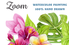 Tropical frame. Watercolor flowers palm for party invitation Product Image 2