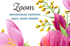 Tropical Flowers Palm leaves bouquet Watercolor Hibiscus PNG Product Image 4