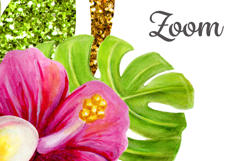 Unicorn face Sublimation Designs Tropical flower golden horn Product Image 4