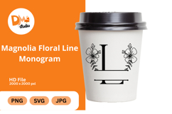 Magnolia Floral Line Monogram Product Image 1