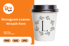 Monogram Leaves Wreath Font Product Image 1
