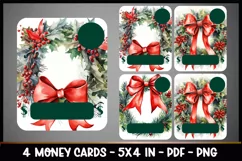 Christmas Money Card Template PNG I Wreath Card Holders Product Image 1