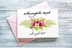 Tropical Flowers Palm leaves bouquet Watercolor Hibiscus PNG Product Image 4