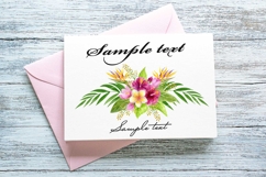 Tropical Flowers Palm leaves bouquet Watercolor Hibiscus PNG Product Image 3