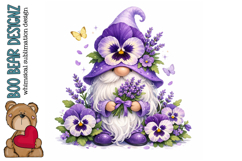 Purple Pansy Gnome Clipart Product Image 1