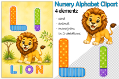 Nursery Alphabet Clipart, Flashcard Letter K, Monogram PNG Product Image 1