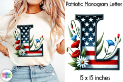 Patriotic Floral Alphabet Clipart, Patriotic Monogram PNG Product Image 1
