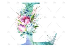 Spring Watercolor Letter. Monogram L. Sublimation Design. Product Image 5