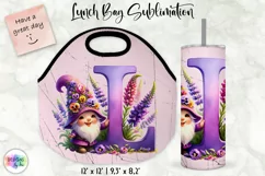 Alphabet Lunch Bag | Cute Gnome Lunch Bag | Monogram Tumbler Product Image 1