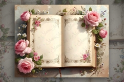 Vintage Journal Pages Aged Open diary Book Victorian Roses Product Image 4