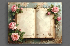 Vintage Journal Pages Aged Open diary Book Victorian Roses Product Image 5