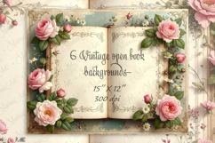 Vintage Journal Pages Aged Open diary Book Victorian Roses Product Image 1