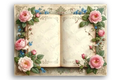 Vintage Journal Pages Aged Open diary Book Victorian Roses Product Image 8