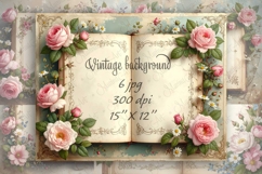 Vintage Journal Pages Aged Open diary Book Victorian Roses Product Image 9
