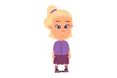 Cute blonde girl. Shy smiling kid. Adorable child standing Product Image 1