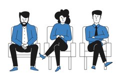 People sitting in chairs. Waiting for appointment. Queue con Product Image 1