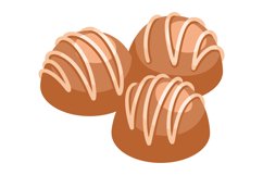 Round truffle candy. Chocolate bonbon with creamy stripes in Product Image 1