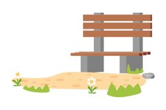 Park bench standing on ground outside. Garden chair Product Image 1