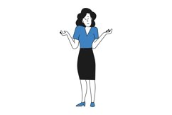 Woman shrug shoulders. Do not know expression. Doubting pers Product Image 1