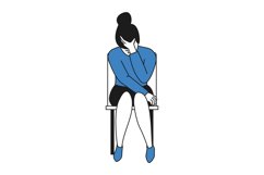 Woman sitting covering face with hands. Upset ashamed person Product Image 1