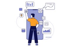 Mobile app development process. Developer designing interfac Product Image 1
