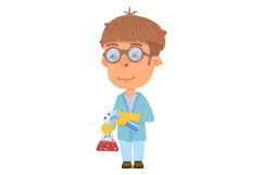 Smart boy scientist. Kid making chemical experiment Product Image 1