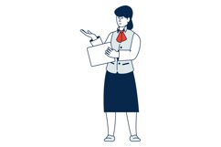 Female clerk with paper document. Service worker woman Product Image 1