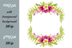 Tropical frame. Watercolor flowers palm for party invitation Product Image 1