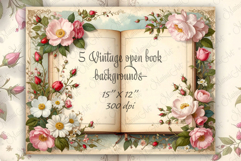 Vintage Journal Pages Open diary Book Victorian wild Roses Product Image 1