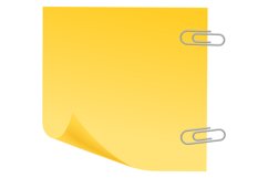 Yellow square paper note fixed with paper clips Product Image 1